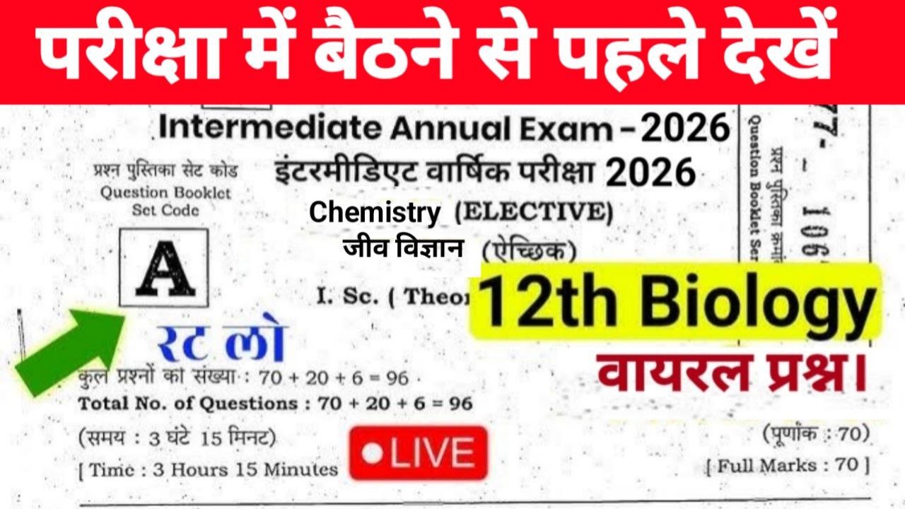 Bihar Board 12th Chemistry VVI Subject 2026