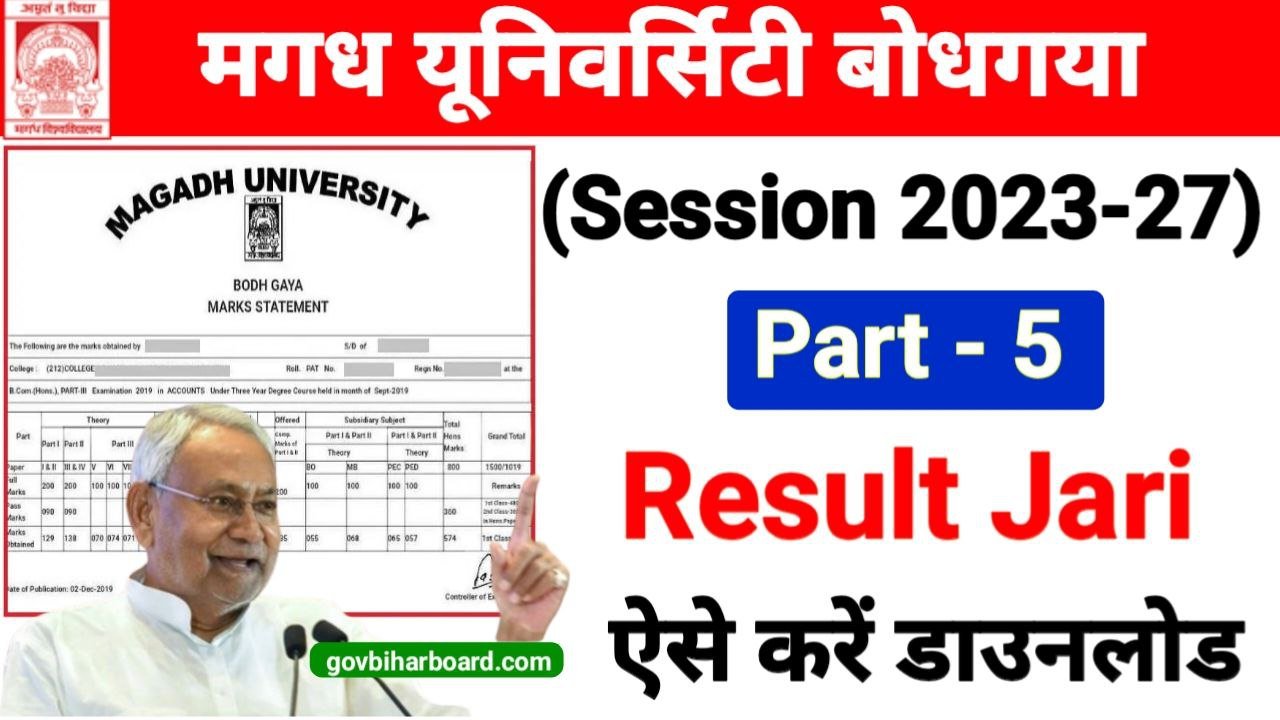 Magadh University 5th Semester Result 2026